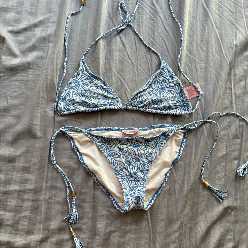Juicy Couture Blue and White Swimwear